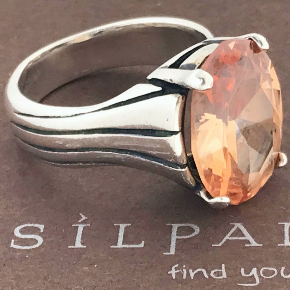 Silpada Vintage RARE Heavy Sterling Silver Poppy Orange CZ Ring a real SPARKLER✨